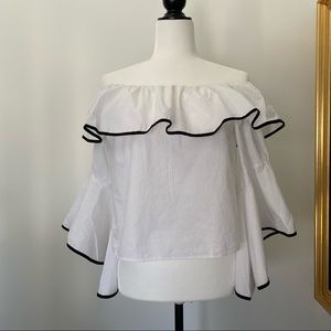 ZARA OFF THE SHOULDER BLOUSE TOP / SIZE S